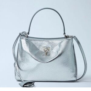 BALENCIAGA Rodeo Mini Python Embossed Leather Satchel Shoulder Bag